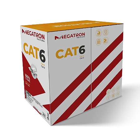 Caixa Cabo de Rede CAT6 Gigabit Ethernet 305m Branco - Instalação Discreta