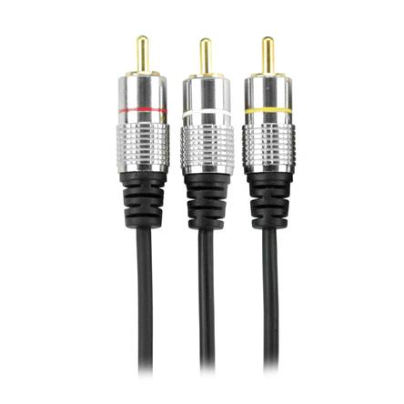 Cabo RCA Fitz 3 Vias Áudio e Vídeo 3 Metros com Plugs de Metal para DVD, TV e Videogame