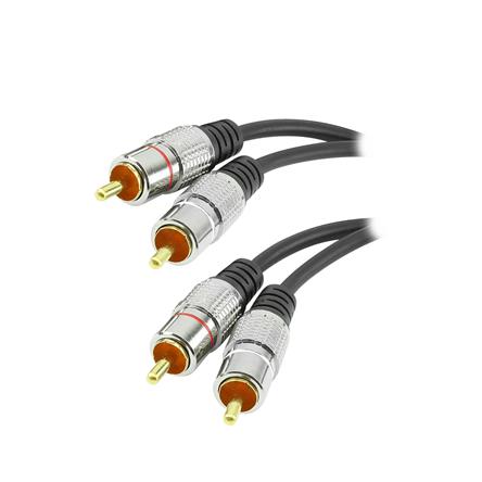 Cabo de Áudio Estéreo 2 RCA 10 Metros com Plugs de Metal para TV, DVD, Home Theater e Mesa de Som