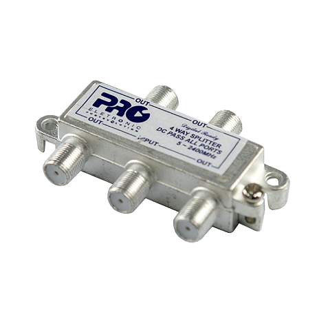 Divisor Coaxial Splitter 1x4 (1 Entrada, 4 Saídas) Alta Frequência 5-2400 MHz para TV Digital e Satélite