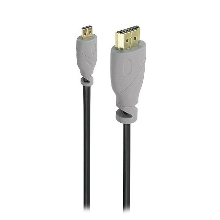 Cabo Micro HDMI (Macho) para HDMI (Macho) 2 Metros 4K 60Hz HDR 2.0 para Câmeras, GoPro e Raspberry Pi