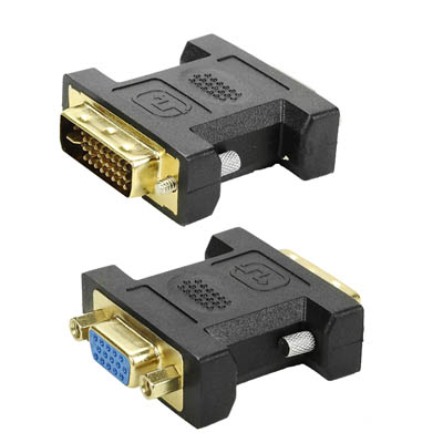 Adaptador DVI-I Macho (24+5 Pinos) para VGA Fêmea (15 Pinos) para Placa de Vídeo DVI em Monitor VGA