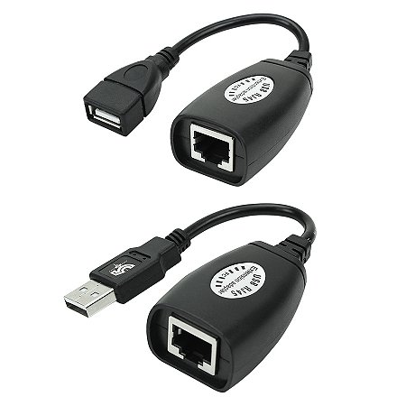 Kit Extensor USB via Cabo de Rede RJ45 até 50 Metros para Webcam e Impressora