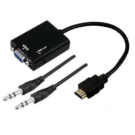 Conversor HDMI para VGA com Saída de Áudio P2 e Cabo Incluso para Monitor e Projetor