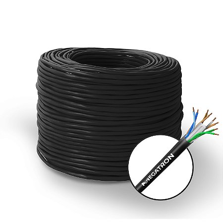 Cabo de Rede CAT6 Gigabit Ethernet 4 Pares (Por Metro) + Cor Preta Profissional + Para Crimpagem RJ45