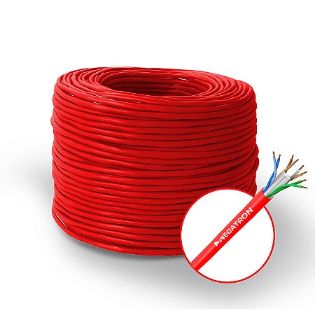 Cabo de Rede CAT6 Gigabit Ethernet 4 Pares (Por Metro) + Cor Vermelha Destaque + Para Redes Críticas