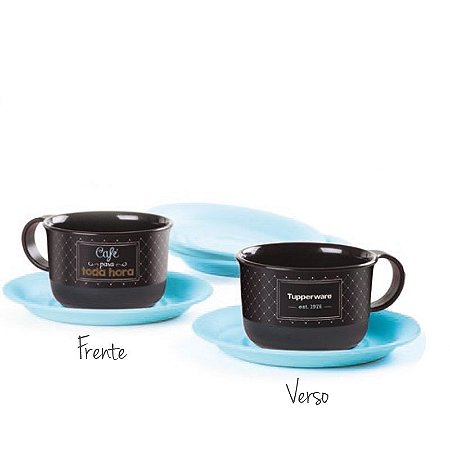 Tupperware Xícara de Café Bistrô 150ml Pires Azul kit 4 ...