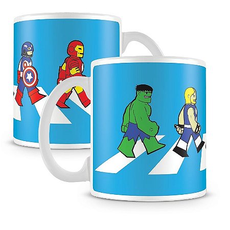Caneca Avengers na Abbey Road
