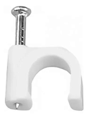 Fixa Cabo Rg6 8mm Prego de Aço 100 Pçs Branco