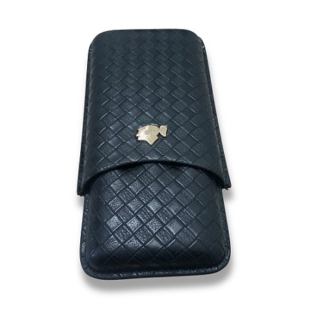 Porta Charutos Cohiba para 3 unidades de Couro Sintético de Qualidade - Preto Black