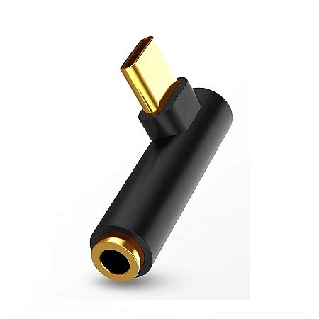 Adaptador USB C 90 graus para fone de ouvido P2 e microfone