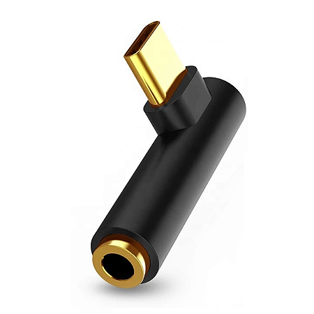 Adaptador USB C 90 graus para fone de ouvido P2 e microfone