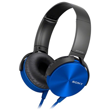 Fone de Ouvido Headphone Sony MDR-XB450AP EXTRA BASS Com Microfone - Azul