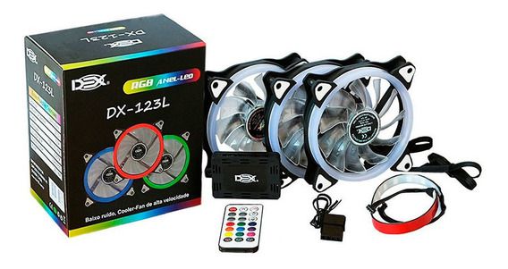 Kit 3 Coolers DX-123L RGB Anel-Led - DEX