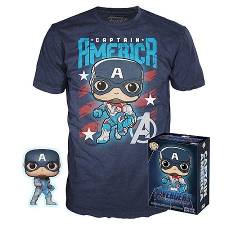 Funko Pop Teels Marvel Avengers - Captain America + Camiseta -Tamanho GG