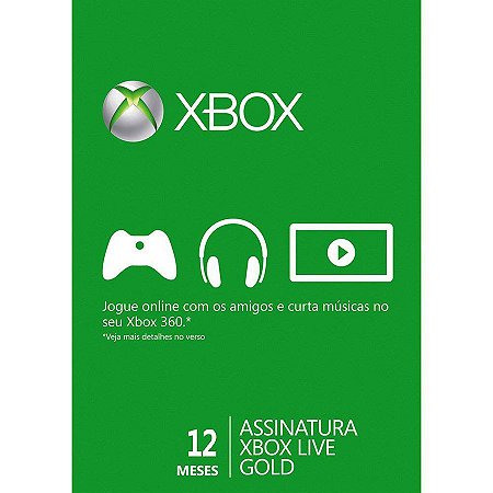 Cartão Xbox Live Brasil Microsoft Gold 12 meses