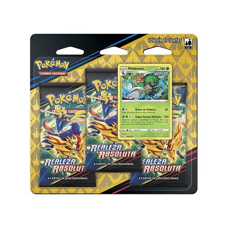 Pokemon Blister Triplo Realeza Absoluta - Copag - 19 Cartas Rillaboom