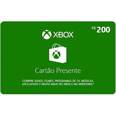 Cartão Gift Card Xbox $200 Reais - Código Digital