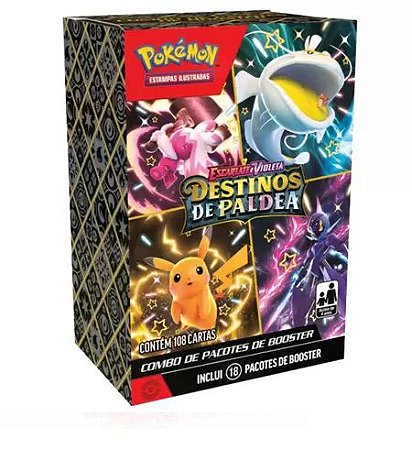 Box 18 Boosters Cards Pokémon Escarlate e Violeta Destinos de Paldea