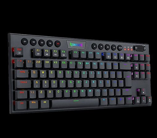 TECLADO MEC RGB REDRAGON HORUS PRETO  SWIT Marron