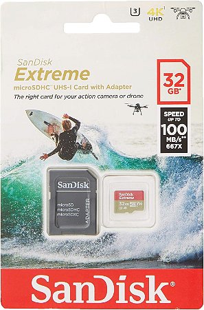 Cartão de Memória Sandisk Extreme 32GB Micro SD Mobile C/ Adaptador - SDSQXAF-032G-GN6AA