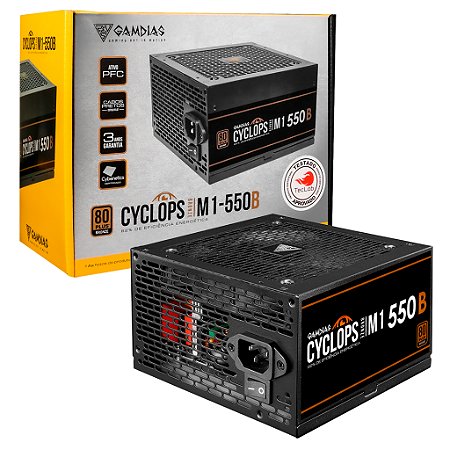 FONTE GAMDIAS CYCLOPS M1-550B WATTS 80 PLUS BRONZE SEM CABO