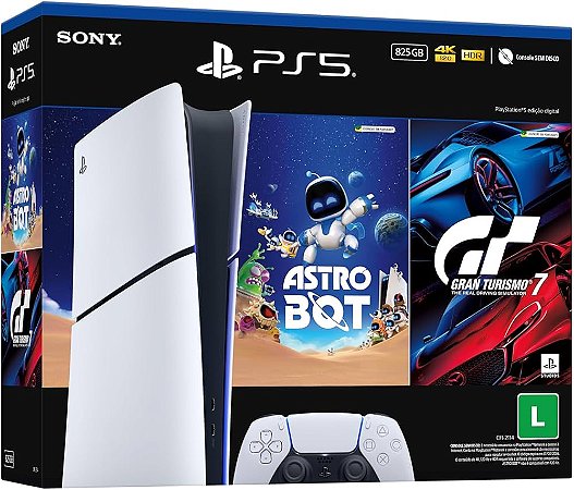 Console PlayStation 5 - Sony Digital - 825GB Slim Jogo Gran Turismo e Astro Bot