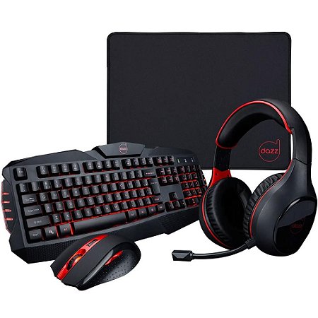 Kit Gamer Dazz Combo 4 em 1 Arsenal - Teclado + Mouse + Mousepad + Headset