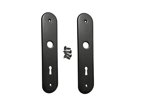 Par De Espelhos Para Acabamento de Fechadura Stam Ref 814 Preto Fosco Entrada de Chave Interna Porta Madeira