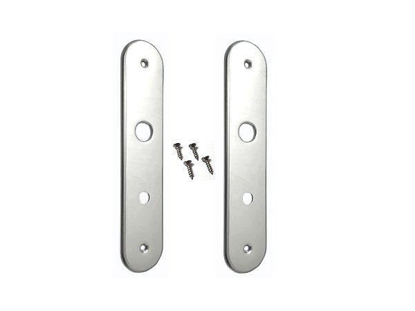 Par De Espelhos Para Acabamento de Fechadura Stam Ref 824 Inox Entrada Banheiro Porta Madeira