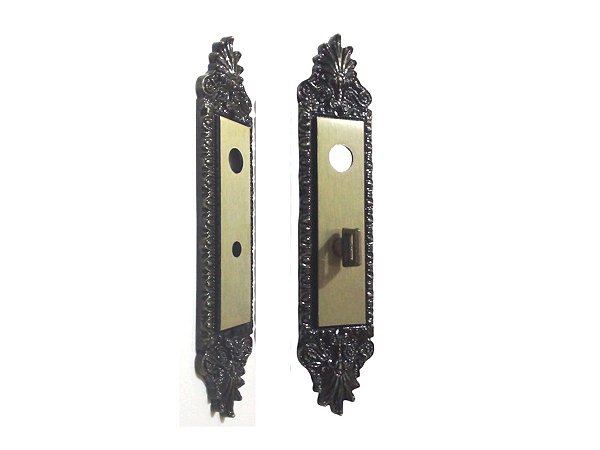 Par De Acabamentos Em Fechadura 40 MM Aliança Banheiro Espelho Colonial Antiga Com Chave