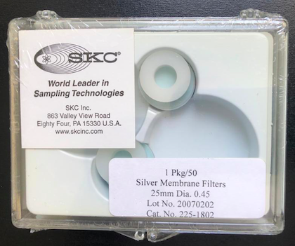 SILVER Membrane Filter  25MM X 0,45 MICRAS No Support Pad - SKC - 225-1802- Membrana de SILVER  Pct. 50 Un.