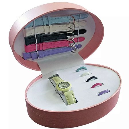 Relógio Pulso Infantil Troca Pulseira 5 Cores Model 8 Shiny - Rei da Oferta