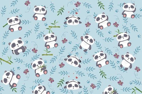 Papel De Parede Adesivo Infantil Urso Panda Azul 45cm