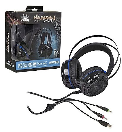 Headset Gamer 7.1 Com Microfone Vermelho E Preto Usb + P2 Kp-417