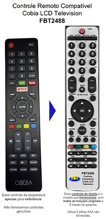 Controle Remoto Compatível COBIA LCDTV de 32 a 55 FBT2488