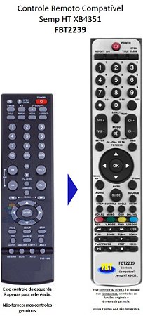 Controle Remoto Compatível SEMP XB4351 DVD3340 FBT2239