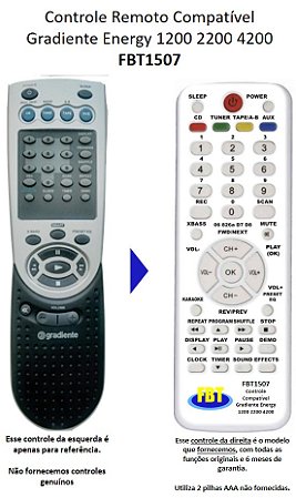 Controle Remoto Compatível - Gradiente AS40/2 AS80/2 1200 2200 4200 FBT1507