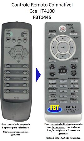 Controle Remoto Compatível CCE HARMAN HT400 RC400 401 FBT1445