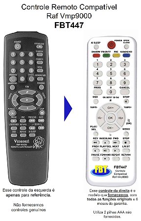 Controle Remoto Compatível Videokê RAF VMP9000 FBT447