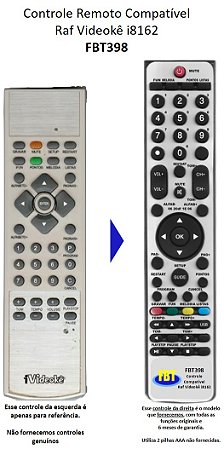 Controle Remoto Compatível RAF Videokê Vmp I-Videokê MINI 8162 I-2000 FUN POP200 FBT398