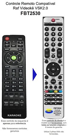 Controle Remoto Compatível RAF Videokê VSK. 2.0 FBT2530