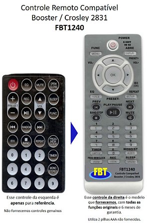 Controle Remoto Compatível Crosley Vitrola FBT1240