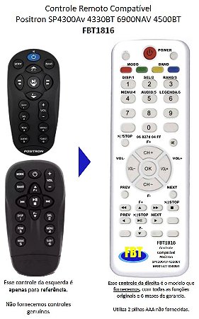 Controle Remoto Compatível - Positron Sp4300av 4330bt 6900nav 4500bt FBT1816