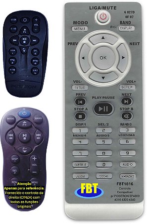 Controle Remoto Compatível - Positron Sp4300av 4330bt 6900nav 4500bt FBT1816