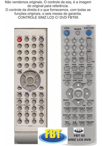 Controle Remoto Compatível Simz Lcd Tv FBT65
