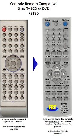 Controle Remoto Compatível Simz Lcd Tv FBT65