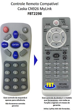 Controle Remoto Compatível Interface Multimidia Caska CN926 FBT2298