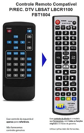 Controle Remoto Compatível Lbsat Lbcr1100 Tv Dig Automot 2 FBT1804