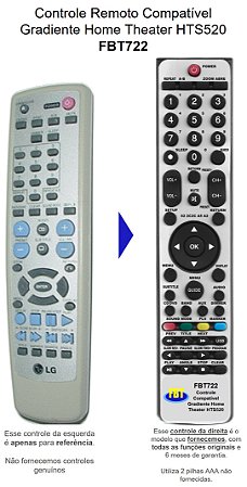 Controle Compatível LG Lh-d6530a D6235A & Gradiente HTS520 FBT722